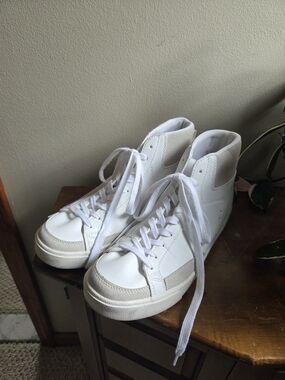 Classic White High-Top Sneakers with Beige Accents